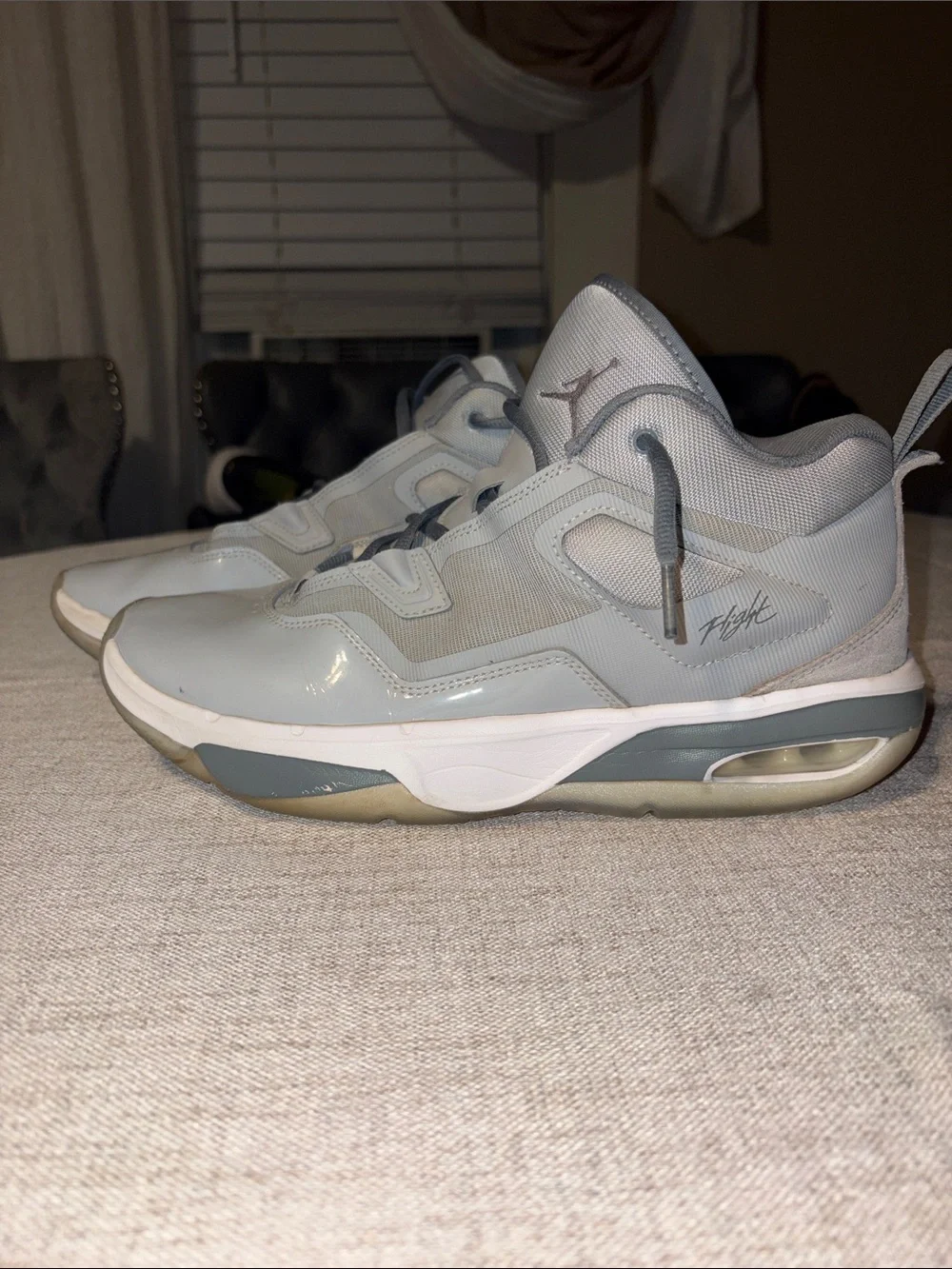 Jordan Men’s Light Gray and White Sneakers